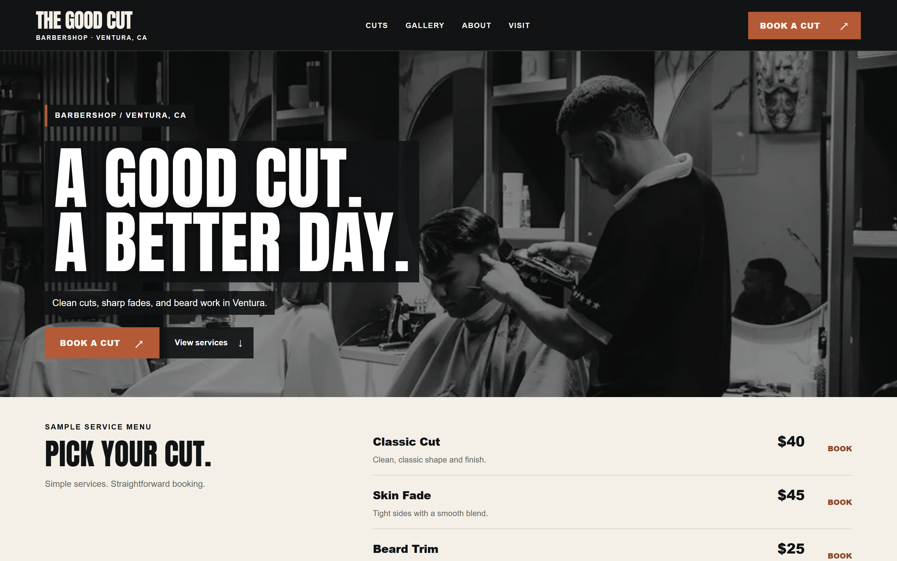 The Good Cut website preview